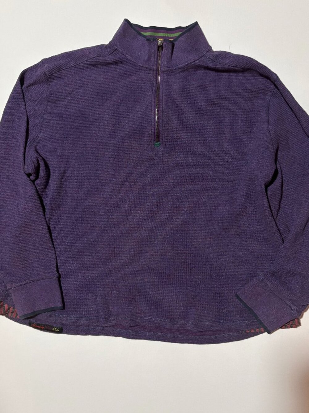 Robert Graham Purple Waffle Knit Quarter Zip Pullover 2XL Cotton Striped Trim